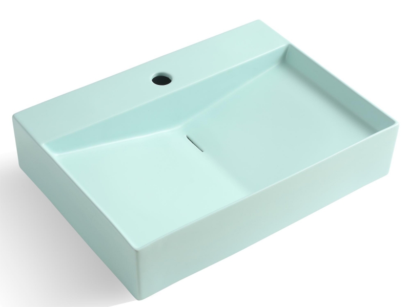 Matt mint green rectangle bathroom sink