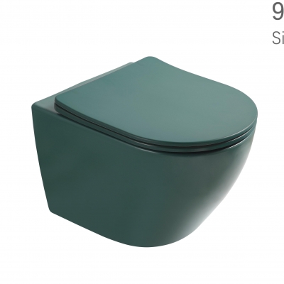 Matte green back to wall mounted toilet bowl