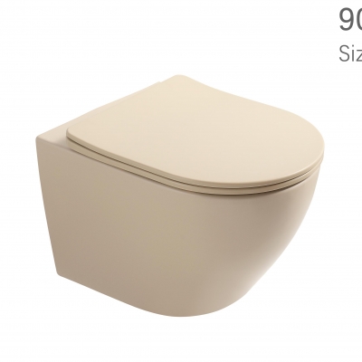 Matte beige back to wall mounted toilet bowl